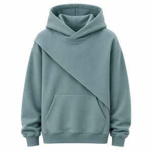 Sudadera con Capucha Unisex de Forro Polar, Color Sólido Informal, con Bolsillo, Corte Regular, Sudadera con Capucha Tejida de Otoño, 100% Algodón, Manga Raglán - Product Image 2