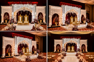 Stunning <b>Mirror</b> Mosaic Arches for Perfect Dreamy Backdrop Elegant White <b>Mirror</b> Wedding <b>Panels</b> with Gold Chairs <b>Mirror</b> Screens - Product Image 2