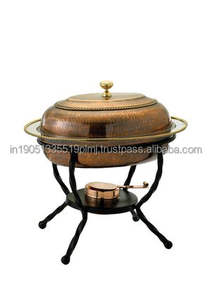 Plato de cocina de cobre con diseño de alimentos usados, plato de catering de buffet de lujo con soporte de hierro, suministros de hotel y restaurante de la mejor calidad - Product Image 6