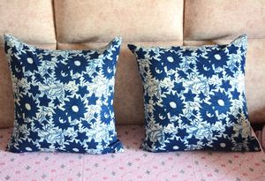 Housse de coussin en coton 100% imprimé indigo à la main en Inde, pour la décoration du canapé, la maison et le salon - Product Image 6