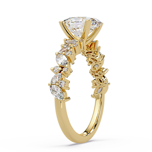 Magnifique bague de fiançailles en diamant de laboratoire taille ovale, or pur 14 carats, avec accent marquise et alliance assortie pour femme - Product Image 4