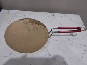 Batterie de cuisine de cuisine écologique faite à la main en laiton martelé vintage lisse Tawa Logo personnalisable quantité minimale de commande bas 20 pièces - Product Image 3