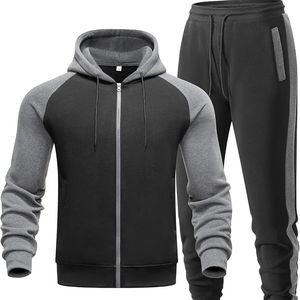 ชุดเซ็ตเสื้อฮู้ดดี้และกางเกงวอร์มสตรีทแวร์แบบสั่งทำพิเศษสำหรับผู้ชาย ไซส์พลัส ผ้าฟลีซคอตตอน 100% หนา 400 GSM  ไม่มีลาย - Product Image 1