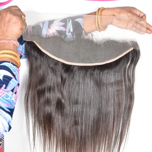 Peluca de cabello humano 100% sin procesar, frontal liso, con línea de cabello natural, sedosa y lisa como hueso, peluca con frente de encaje para mujeres. - Product Image 2