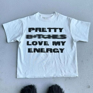 T-shirt court personnalisé OEM pour homme, style streetwear, 100 % coton, col en V, 180 g, coupe oversize, épaules tombantes, coupe carrée, écologique et respirant - Product Image 4