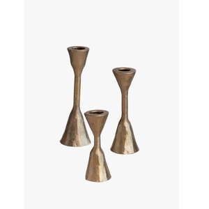 Luxury Polished Gold <b>Brass</b> <b>Candlestick</b> <b>Holder</b> Set 3-Piece Sleek Taper Candle Stand for Living Room Hotel Dining Decoration - Product Image 2