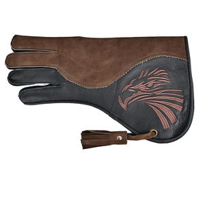 Gant de fauconnerie en cuir avec broderie d'aigle, marron et noir, design durable pour la chasse en toutes saisons, taille unique, style luxueux - Product Image 3