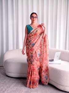 Indian Traditional Ethnic Casual Saree in Floral Print for Daily Wear and Festive Function for Women Fancy Trendy Outfit - Product Image 3