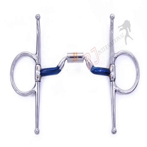 Bocado de Acero Inoxidable para Caballo con Boquilla Azul y Anillas Plateadas, Equipo de Entrenamiento de Alta Calidad para Montar a Caballo - Product Image 4