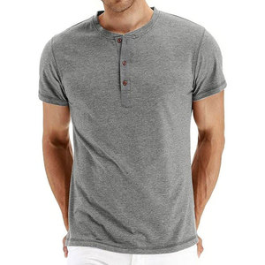 Camiseta Henley Básica de Manga Corta para Hombre, Corte Holgado, 2026, Informal, de Alta Calidad, Estampada, Tejido Premium, 100% Algodón, Ligera - Product Image 5