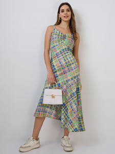 เดรสลายดอกไม้ชายหาดฤดูร้อนทรงเอไลน์แบบลำลองหรูหรา  ผ้าลูกไม้ สายเดี่ยว คอเปลือย  ผ้าจอร์เจตต์อย่างดี เป็นมิตรกับสิ่งแวดล้อม - Product Image 6