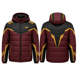 Blouson d'hiver matelassé pour homme MEGAMAPLE, en polyester/coton écologique, décontracté, coupe-vent, col montant, fermeture éclair, color-block - Product Image 1