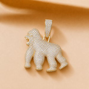 Colgante de Plata de Ley con Forma de Gorila de Moissanita, Chapado en Oro Rosa, Micro Pavé, Collar de Boda Estilo Hip Hop para Él - Product Image 2