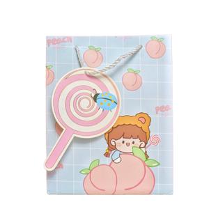 Bolsas de regalo de papel para bebés de frutas con sello autoadhesivo Bolsas de regalo de diseño de frutas lindas ecológicas para niños, cumpleaños y fiestas (rosa) - Product Image 3