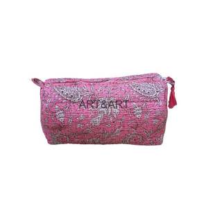 Bolsa de Maquillaje de Gran Capacidad, Ecológica, de Algodón Suave con Borlas, Linda Bolsa Cosmética Portátil con Cierre para Mujer - Product Image 4