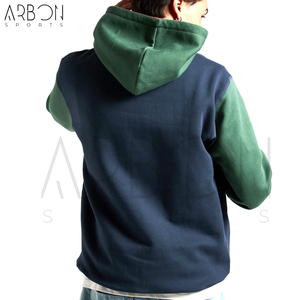 Buen Proveedor, Producto de Última Tendencia, OEM ODM, Sudadera con Capucha Orgánica de Bloques de Color, Azul Traslado, Sudadera de Felpa de Algodón Sólido - Product Image 2