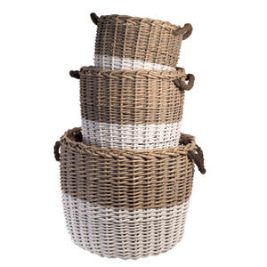ชุดตะกร้าหวายสานสำหรับตกแต่งบ้าน3ชิ้น - Product Image 3