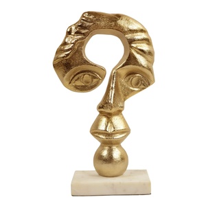 Jaffs Exports Abstract Gold-Plated Aluminium Face Sculpture Modern Artistic Tabletop Decor Irregular Shape Handmade Eco-Friendly - Product Image 1