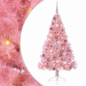 Sapin de Noël artificiel pré-éclairé en PVC rose de 70,9 pouces avec 300 LED - Product Image 2