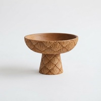 Bol sur pieds en bois d'acacia avec motif coquillage, décoration de table ronde Wabi Sabi