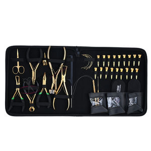 Kit d'outils professionnel pour extensions capillaires : micro-anneaux, nano-anneaux et extensions à bandes adhésives, avec pinces, outil à crochet, clips et doigt de séparation - Product Image 1