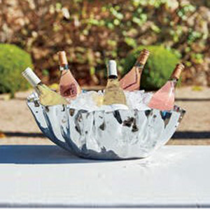 Luxury Polished Aluminum Wavy <b>Champagne</b> Bowl Crinkled Foil Design Elegant Party Wine Chiller Beverage Tub For Serving Drinks - Product Image 3