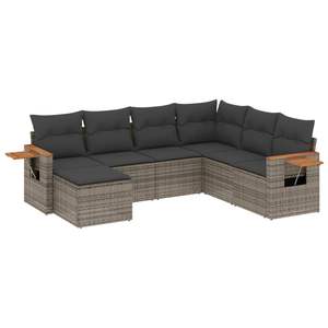 Grey Garden <b>Sofa</b> Set With Cushions UV Resistant PE <b>Rattan</b> Outdoor Furniture Waterproof Contemporary Design - Product Image 2