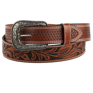 Ceinture en cuir pleine fleur faite à la main, embossée style Western, pour homme et femme, idéale pour le style cowboy et cowgirl - Product Image 2