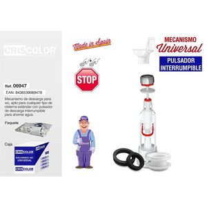 Meccanismo di scarico universale Criscolor per WC con pulsante interruttibile per il risparmio idrico - Product Image 1