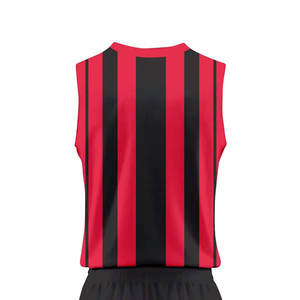 Camiseta de Fútbol sin Mangas para Hombre, Rayas Rojas y Negras, con Pantalones Cortos de Cintura Elástica, Absorbe la Humedad, Corte Regular, para Todas las Temporadas - Product Image 4