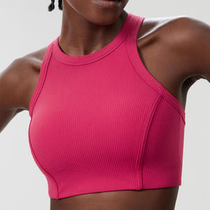 Vente en gros de t-shirts de sport pour femmes à haute élasticité, logo personnalisé, sans couture, manches courtes, crop tops pour la gym, le yoga et l'entraînement - Product Image 1