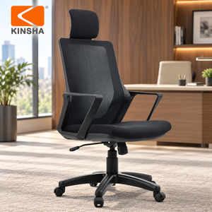 KINSHA Appuie-tête intégré réglable en hauteur pour chaise de bureau, design moderne, cadre en plastique maillé, réglage manuel - Product Image 1