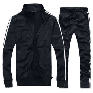 Survêtement blanc pour homme, manches longues, col montant, fermeture éclair, style sportif, respirant, léger, polyester, couleur unie - Product Image 2