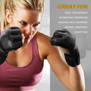 Wholesale Professional Synthetic PU Leather MMA <b>Gloves</b> <b>Moisture</b> Wicking Lace-Up Closure for Sparring Training Custom Logo Design - Product Image 5