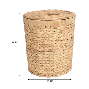 Decorative Woven Waste <b>Paper</b> Basket With Lid, Water Hyacinth Trash <b>Bin</b> for Office & Home Natural Boho Wastebasket From Vienam - Product Image 2