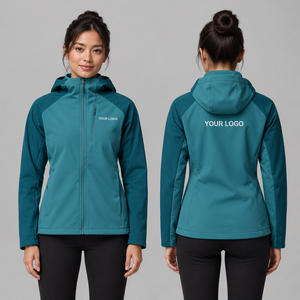 Chaqueta Softshell con Cierre Completo para Mujer, Bordada, Manga Larga, Ligera, Resistente al Viento, Duradera, para Correr, Fitness, Camping, Senderismo, Venta al Por Mayor - Product Image 1