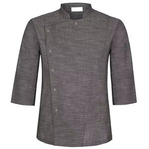 Uniformes de Chef de Manga Larga en Color Negro, de Poliéster y Algodón, para Hotel y Restaurante - Product Image 1