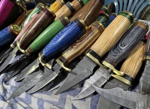 Handcrafted Industrial Grade Damascus Steel Fixed Blade Hunter/Camping <b>Knife</b> Wood <b>Handle</b> Drop Point Straight Edge 58-60HRC 20 cm - Product Image 3