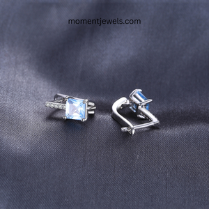 Boucles d'oreilles carrées en argent sterling 925 pour femmes, incrustation de zircon, style simple, bijoux géométriques, 3g - Product Image 2