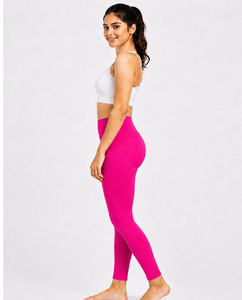 Pantalones de Yoga para Mujer, Transpirables, Deportivos, Color Fucsia, Tela Premium, Cintura Alta, Ajuste Elástico, Diseño Levanta Glúteos, Tejido Suave - Product Image 4