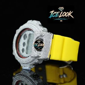 Reloj de Cuarzo Digital con Aspecto de Hielo, Correa de Silicona con Cristales Incrustados, Retroiluminación LED, Cronógrafo, para Estilo Urbano - Product Image 3