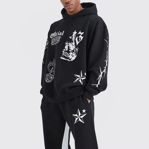 Conjunto Deportivo Ligero para Hombre, Dos Piezas, Sudadera con Capucha y Pantalones Jogger, Ropa Deportiva Informal de Algodón para Gimnasio, Viajes y Ocio - Product Image 1