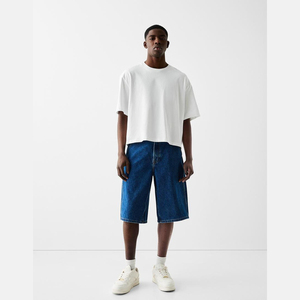 T-shirt de sport ample à col rond, color block, style hip-hop, sur mesure, haute qualité, pour homme, grandes tailles, streetwear, 100% coton - Product Image 1