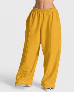 Custom Neon Green <b>Women</b> Wide Leg Fleece <b>Trousers</b> Elastic High Waist Casual <b>Lounge</b> Pant Wholesale Relaxed Streetwear USA UK EU - Product Image 5