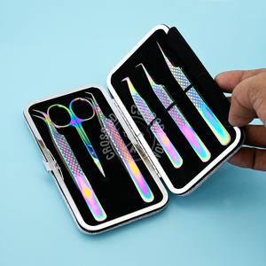 Pince à cils à pointe en fibre de qualité supérieure 45 Pince à épiler à volume de cils à 90 degrés Extensions de cils en acier inoxydable Pince à épiler Diamond Grip - Product Image 5