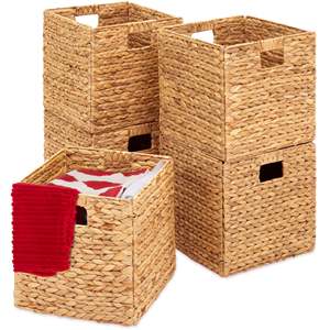 Water Hyacinth Storage <b>Basket</b> Set Handwoven Organizer <b>Basket</b> Cube <b>Basket</b> <b>Stackable</b> Storage <b>Basket</b> For Shelf Closet Organization - Product Image 1