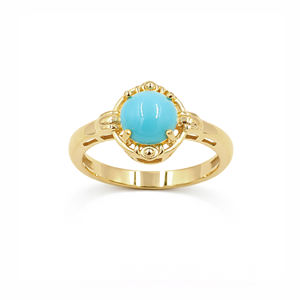 Anillo de Diseño Clásico Grabado Vintage de Plata 925 con Turquesa Cabujón del Imperio Egipcio, Chapado en Oro y Rodio, de Ishime Jewels - Product Image 3