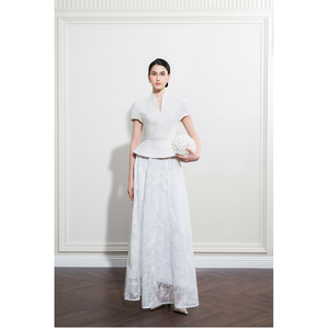 Blusas y Camisas de Alta Costura ODM para Mujer, Elegante Blusa EVELINA con Peplum, Manga Corta, Blusa Vietnamita para Mujer, Primavera/Verano - Product Image 1