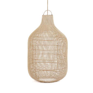 Abat-jour suspendu en rotin tressé, fait main, naturel, style scandinave bohème, pour plafonnier, éclairage et décoration de salle à manger - Product Image 2
