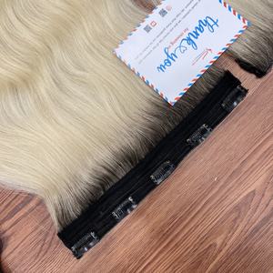Extensions de cheveux naturels de haute qualité, lisses, colorées, à clipser, style vietnamien - Product Image 5